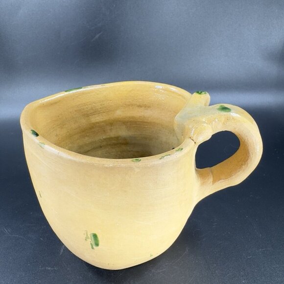 Vintage Stoneware Hand Made Pottery Pitcher Creamer Heart Shaped Green Spots VTG - Picture 12 of 15